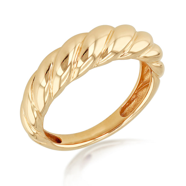 9CT YELLOW GOLD CHUNKY TWIST DOME RING