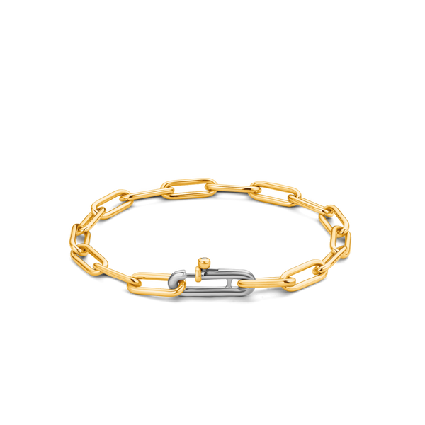 Ti-Sento-Yellow-Gold-Plated-Link-Style Bracelet-Two Tone-Silver Catch