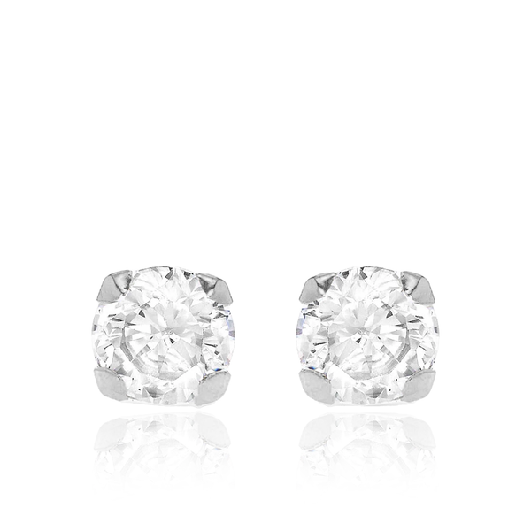 9CT WHITE GOLD ROUND CZ STUD EARRINGS
