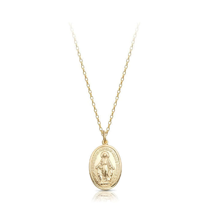 9ct Yellow Gold Miraculous Medal & Chain (Small)
