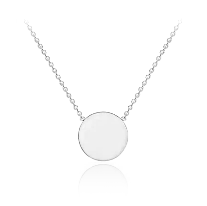 9CT WHITE GOLD DISC ADJUSTABLE NECKLACE
