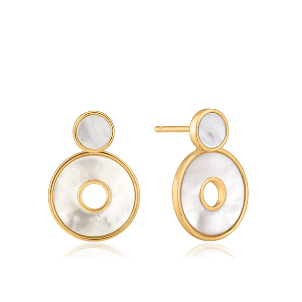 Ania Haie "Gold Mother Of Pearl Disc Ear Jackets" Earrings