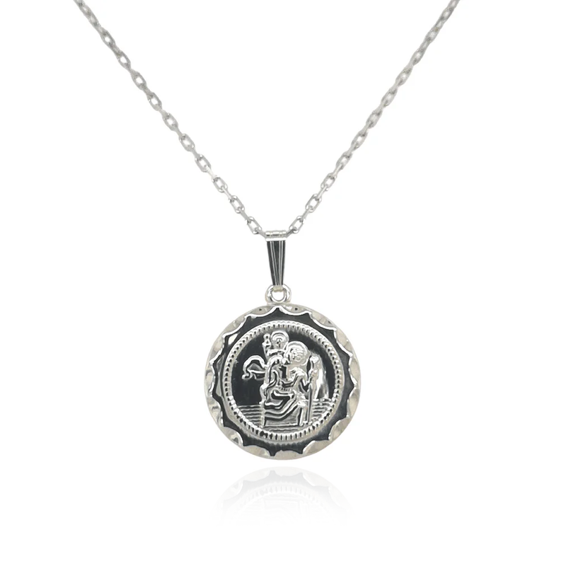 ROUND ST. CHRISTOPHER MEDAL & CHAIN