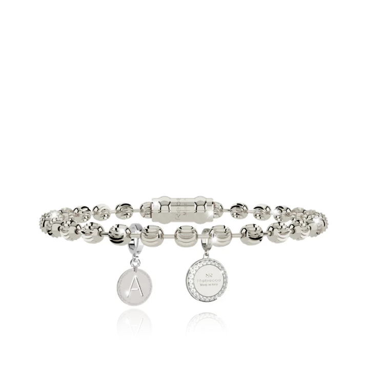 Rebecca Silver Charm & Initial Bracelet Set