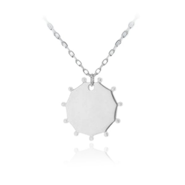 Sterling Silver Studded Hendecagon Necklace