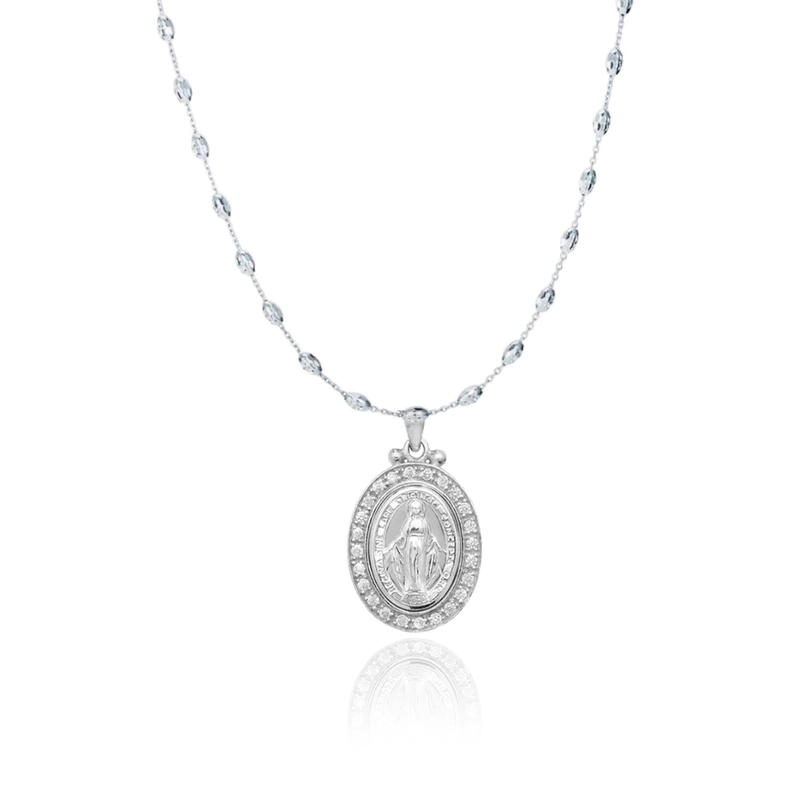The CZ Miraculous Medal and Diamond Cut Chain