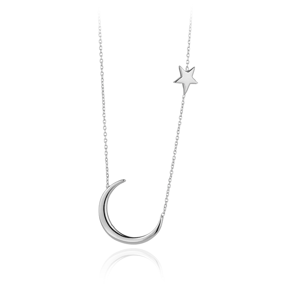 WHITE GOLD MOON & NORTH STAR NECKLACE