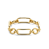 Ti-Sento-Gold-Plated-Sterling-Silver-Rectangle-and-Round-Link-Style-Bracelet