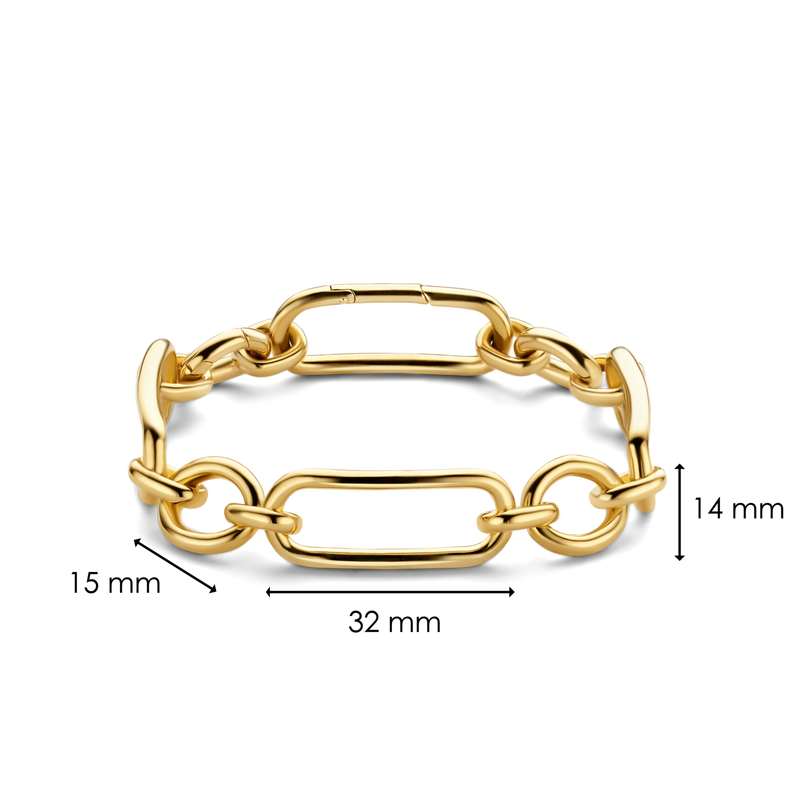 Ti-Sento-Gold-Plated-Sterling-Silver-Rectangle-and-Round-Link-Style-Bracelet