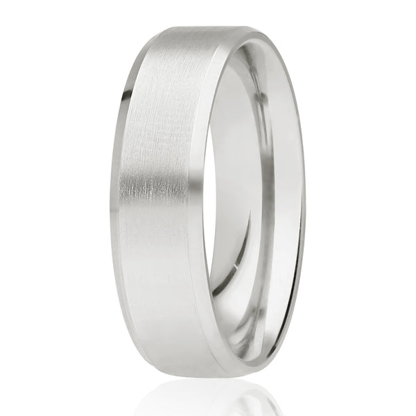 Gents APB14 Flat Court Wedding Band with a brushed centre and diamond cut bevelled edge