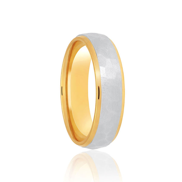 Gents Traditional Court Two Tone 9ct White Gold Centre with 9ct Yellow Gold Edges. 