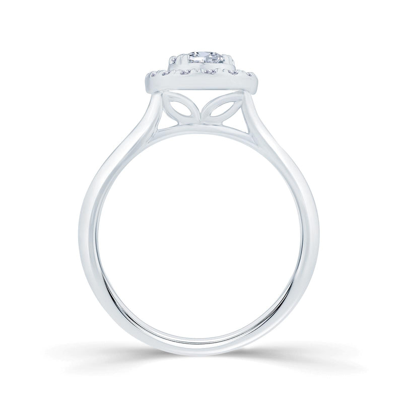 Platinum - Oval - Cluster - Diamond - Halo - Engagement - Ring