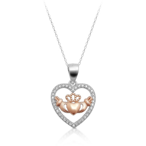 Sterling Silver Heart Shape Claddagh Necklace