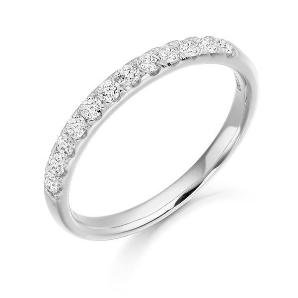 18 carat white gold platinum plated diamonds set wedding band ring