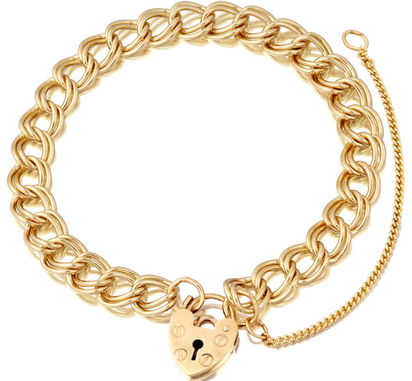 9 carat yellow gold locket charm chain bracelet