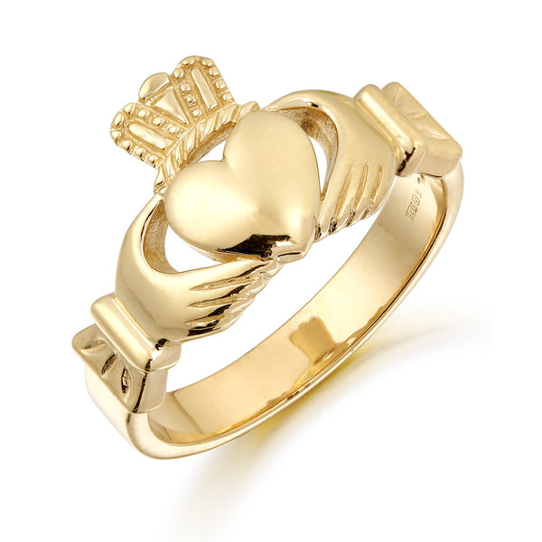 Yellow Gold Plain Unisex Claddagh Ring