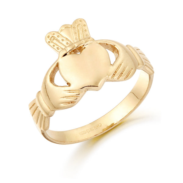 9ct Gold Unisex Plain Claddagh Ring