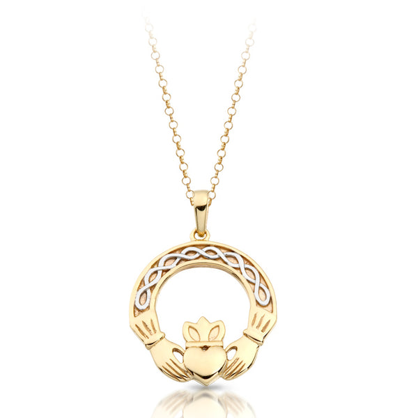 9ct Gold Claddagh Pendant with Celtic knot design
