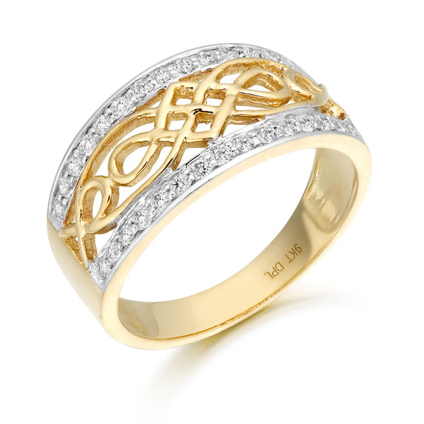 9ct Gold Ladies CZ Celtic Ring