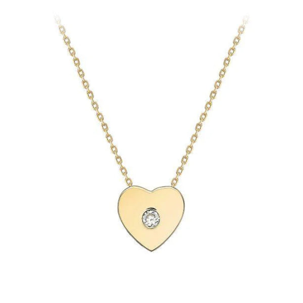 9ct Yellow Gold CZ Slider Heart Necklace