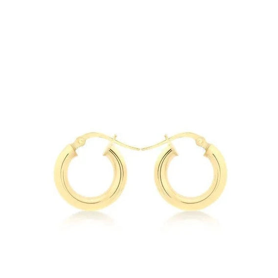 9CT YELLOW GOLD TUBE POLISHED HOOP CREOLE EARRINGS