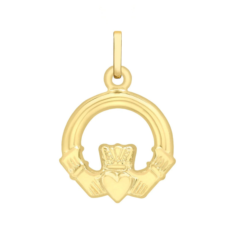 9CT YELLOW GOLD CLADDAGH PENDANT