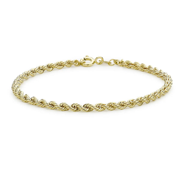 9CT YELLOW GOLD ROPE CHAIN BRACELET