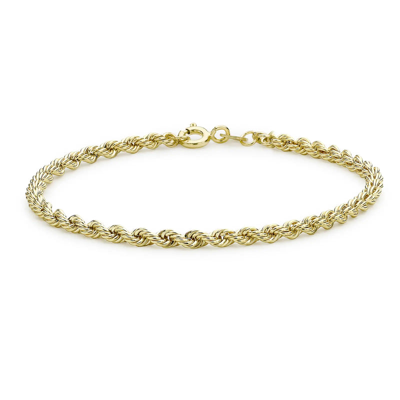 9CT YELLOW GOLD ROPE CHAIN BRACELET