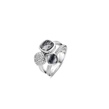 TI SENTO silver ring connects tokens of white zirconia and grey blue stones