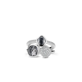 TI SENTO silver ring connects tokens of white zirconia and grey blue stones