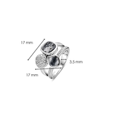 TI SENTO silver ring connects tokens of white zirconia and grey blue stones