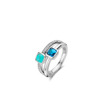 ti sento playful ring the fusion of vibrant turquoise, dark blue cubic zirconia, and pave