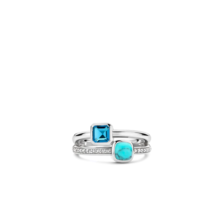 ti sento playful ring the fusion of vibrant turquoise, dark blue cubic zirconia, and pave