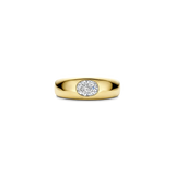 gold ring with oval cz stone