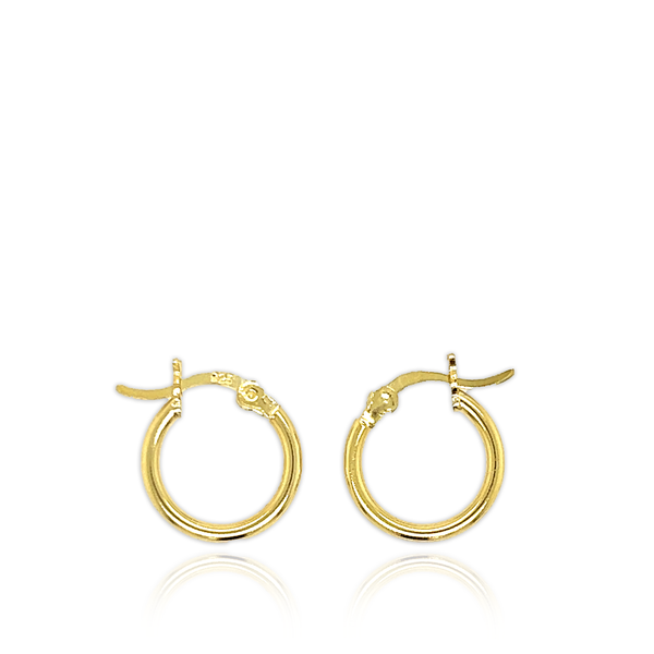 Sterling silver yellow gold plated hoops earrings