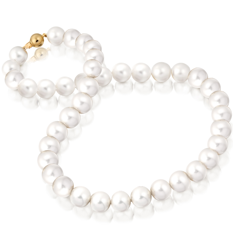 14 carat Gold Pearl Plain Ball Catch Necklace