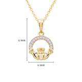Claddagh 14K Gold Plated CZ Necklace