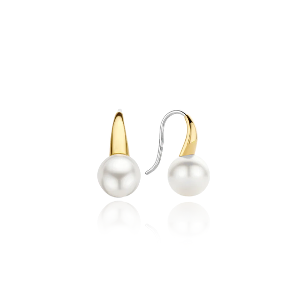 ti sento milano yellow gold silver pearl drop earrings