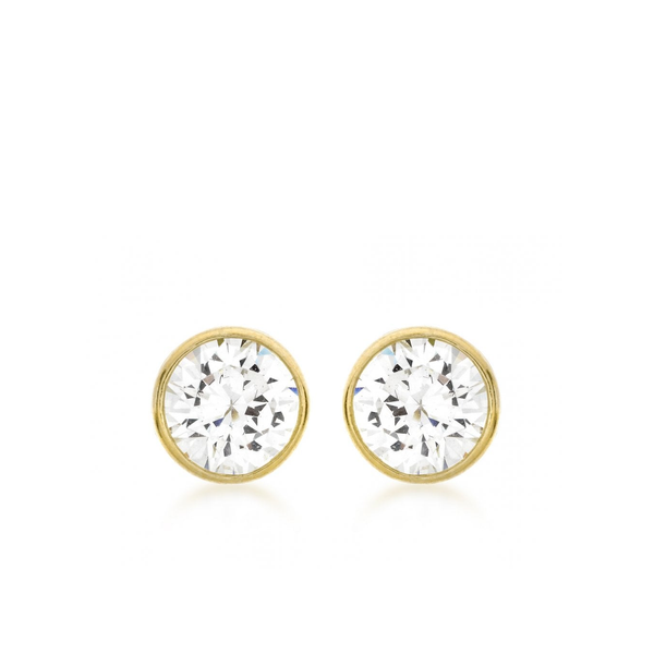 9CT YELLOW GOLD CZ ROUND STUD EARRINGS
