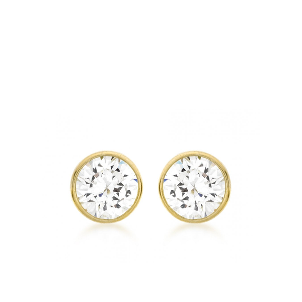 9 carat yellow gold cz cubic zirconia stones stud earrings