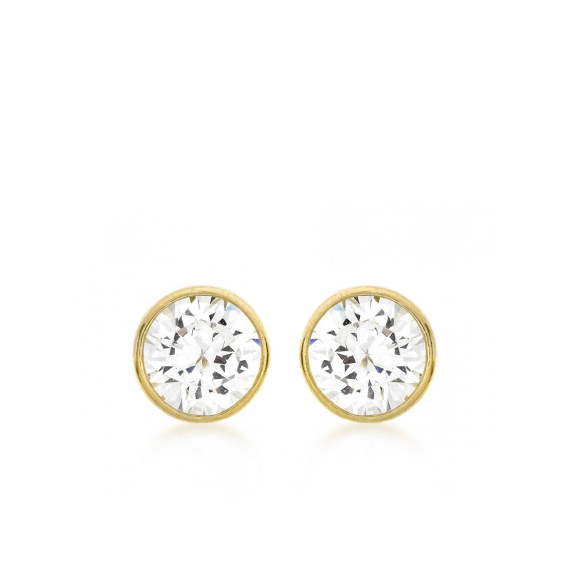 9 carat yellow gold cz cubic zirconia stones stud earrings