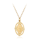 9 carat yellow gold cz cubic zirconia stones miraculous medal pendat necklace