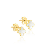 9CT YELLOW GOLD MOTHER OF PEARL PETAL STUD EARRING