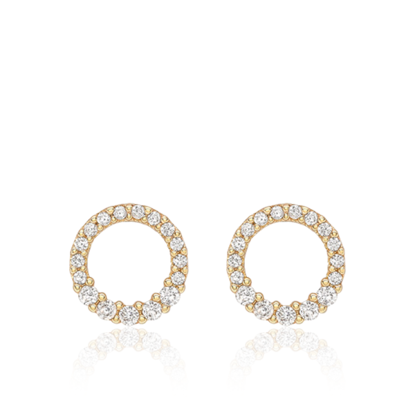 9CT YELLOW GOLD GRADUATED CZ CIRCLE STUD EARRINGS