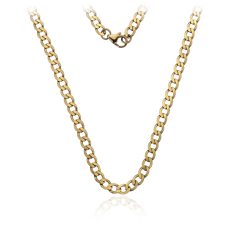 9 cara Yellow Gold Curb Chain Necklace