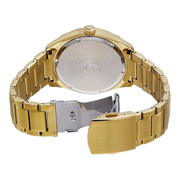 CITIZEN BLACK dial YELLOW GOLD bracelet and numerals WATCH