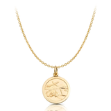 9 carat yellow gold st christopher medal pendant with belcher chain necklace