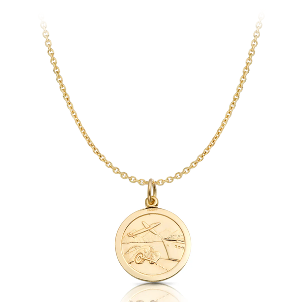 9 carat yellow gold st christopher medal pendant with belcher chain necklace