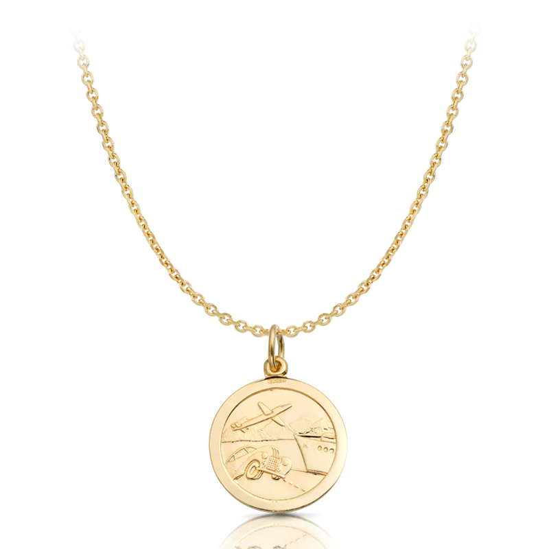 9 carat yellow gold st christopher medal pendant with belcher chain necklace