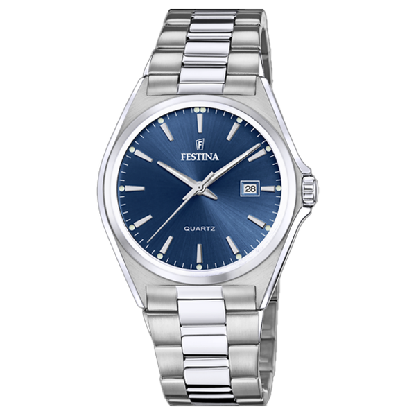 FESTINA BLUE dial STEEL bracelet WATCH